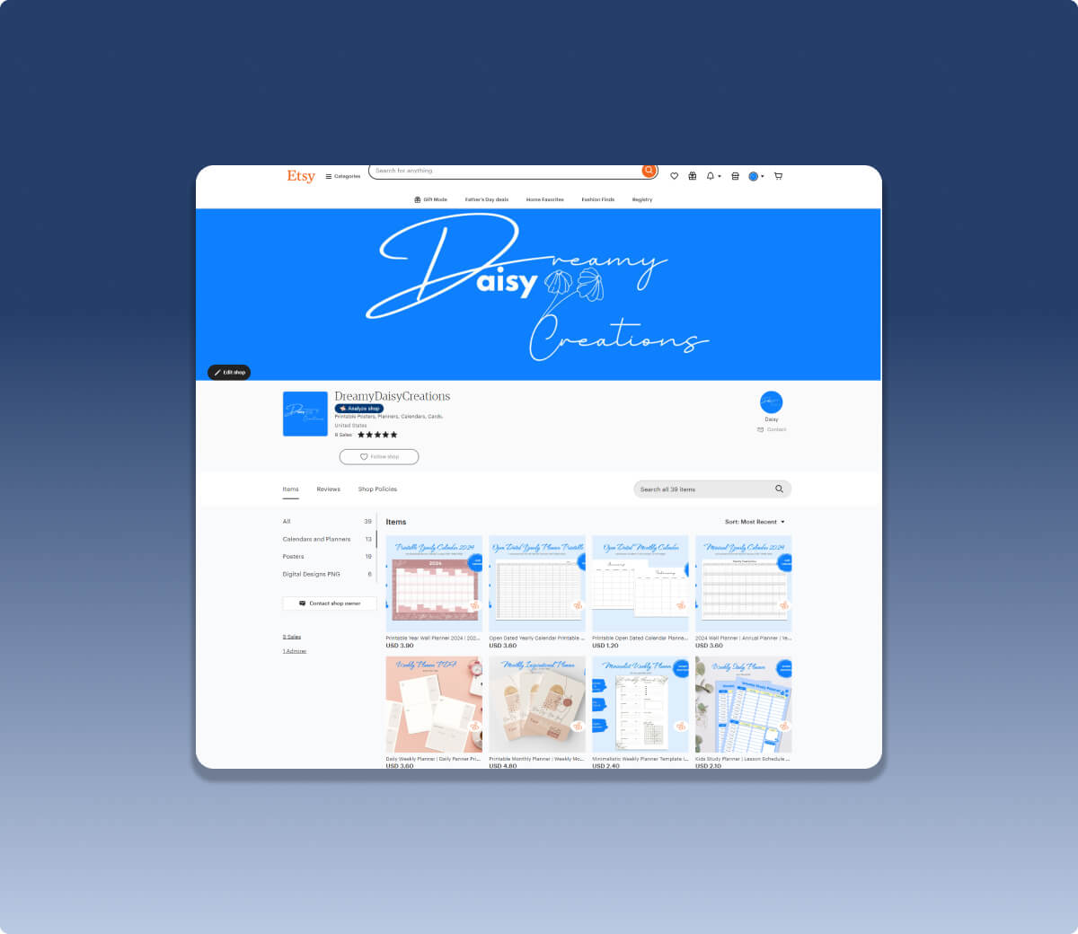 Corporate Style for ETSY Store